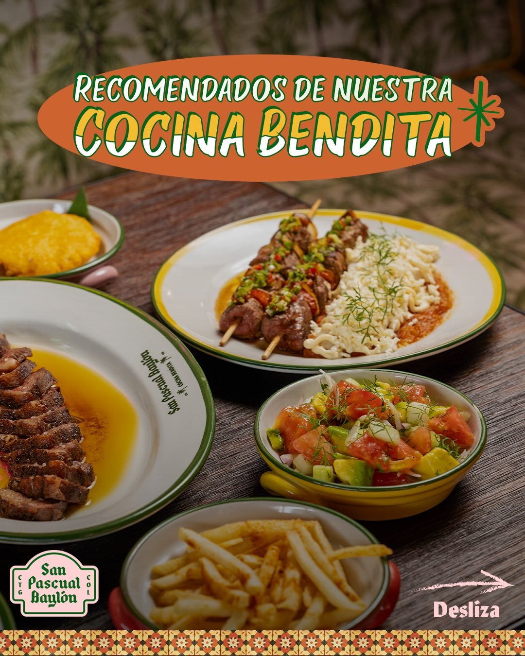 Si no sabes qué pedir, aquí va una ayuda de la casa💛

Estos son algunos de los platos recomendados de nuestra Cocina Bendita: sabores que siempre conquistan la mesa y hacen que quieras volver por otro bocado.

Desliza, descubre tu próximo favorito y cuéntanos… ¿con cuál te quedas? 🍽️✨